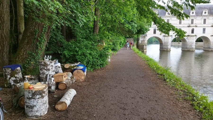 Chenonceau: guided ebike ride and wine & cheese picnic lunch - The forest picnic: local produce, shade, and those famous arches