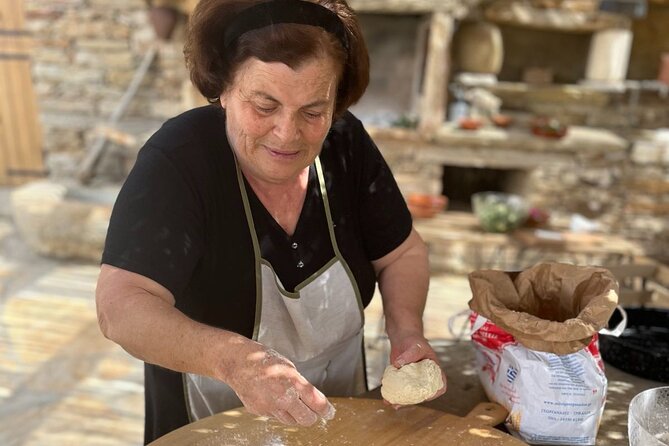 Ios: Cooking Experience with Cheese and Wine Tasting - From farm stops to a stone stove: how the day really flows