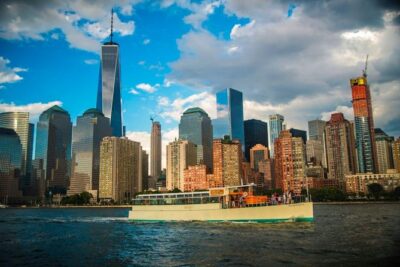 New York City Champagne, Cheese, Caviar & Sightseeing Cruise - One World Trade Center to the Statue of Liberty: how the route plays
