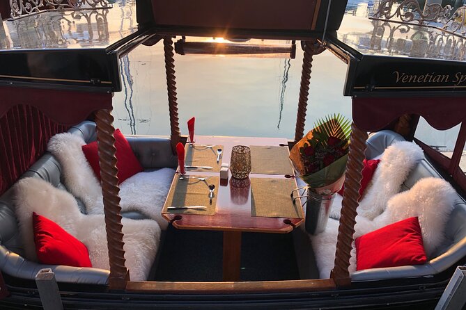 Private, luxury Gold Coast Gondola cruise with cheese & wine - Plush seating, romantic music, and a very private vibe