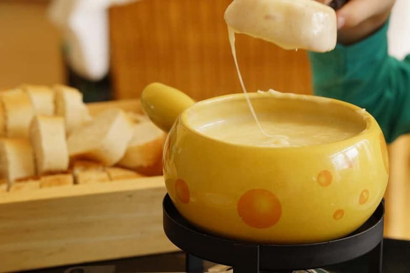 Traditional Swiss Dinner: Cheese Fondue, Appetizers/Dessert - A Basel Home Dinner by the Fireplace