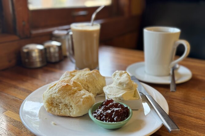 Yarra Valley Foodie Tour, Devonshire Tea, Cheese and Chocolate - Seville Train Cafe Devonshire tea with scones and local jam
