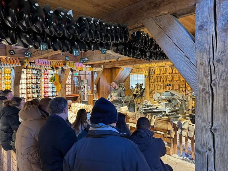 Zaanse Schans & Volendam Private Tour: Windmills and Cheese - Wooden shoe factory: the 20-minute reality check behind clogs